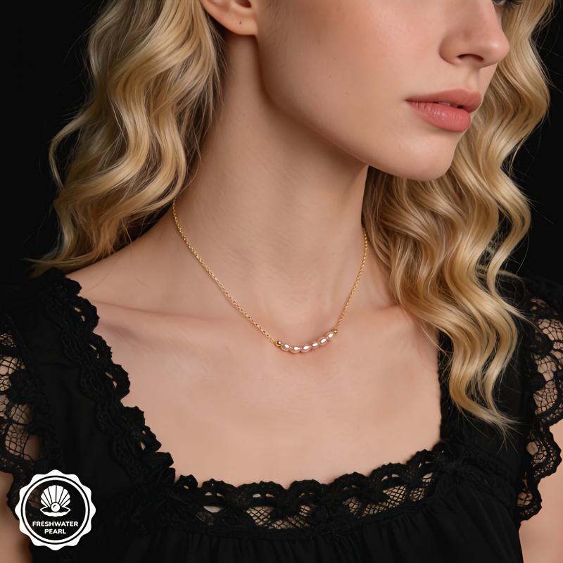 Dainty White or Pink-Peach Freshwater Rice-Shaped Necklace